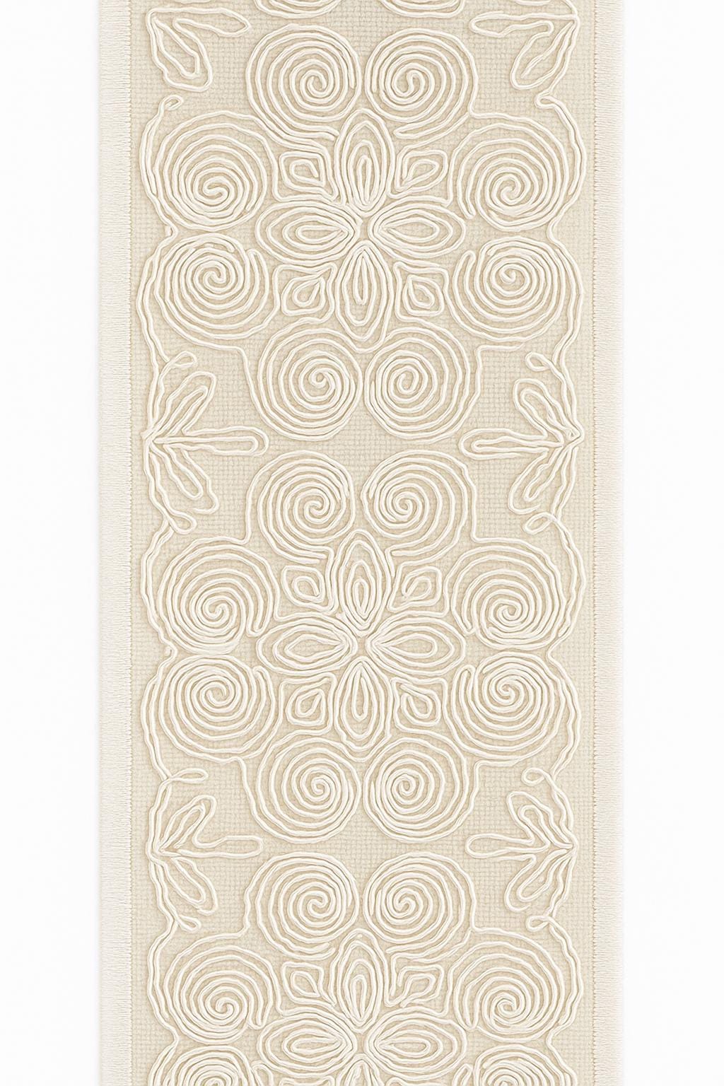 Embroidered Lace Trim: Black & Cream Floral Cotton-Poly Border