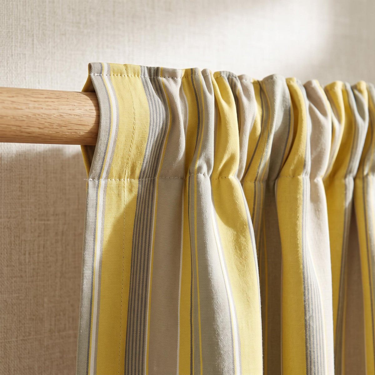 Yellow & Beige Striped Curtains , Modern Farmhouse Drapes , Custom Window Panels , Cottage Style Curtains , blackout Option