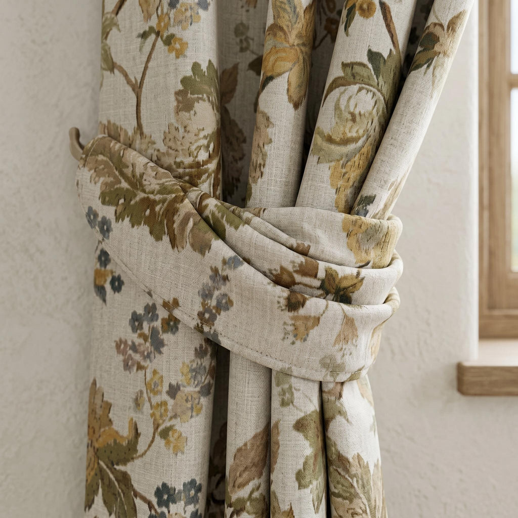 Autumn Botanical Linen Drapes, OEKO TEX Floral Panels, Custom Window Treatment