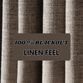 Blackout Linen Feel Curtain, Rod Pocket, Grommet, Hook, Track