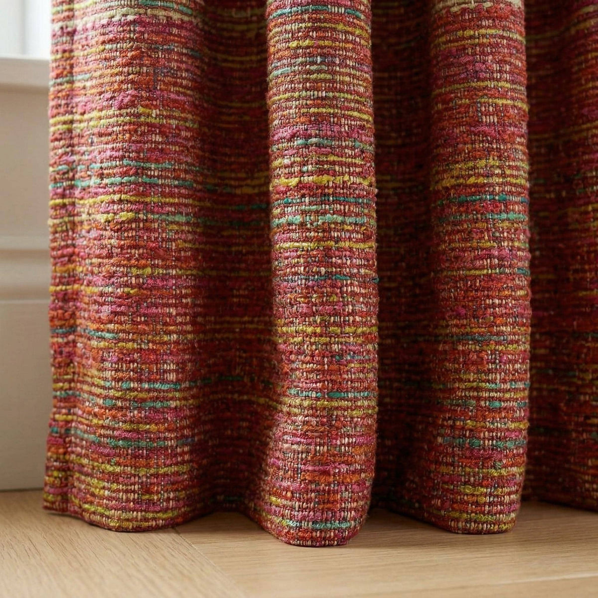 Textured Woven Curtains | Multicolor Boho Rustic Drapes (Custom Size)