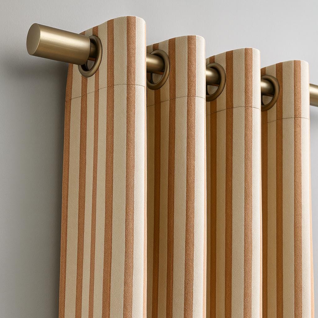 Terracotta Striped Linen Curtains — Custom Size | Grommets, Rod Pocket, Back Tabs, or Hooks Top | Light-Filtering or 100% Blackout Liner