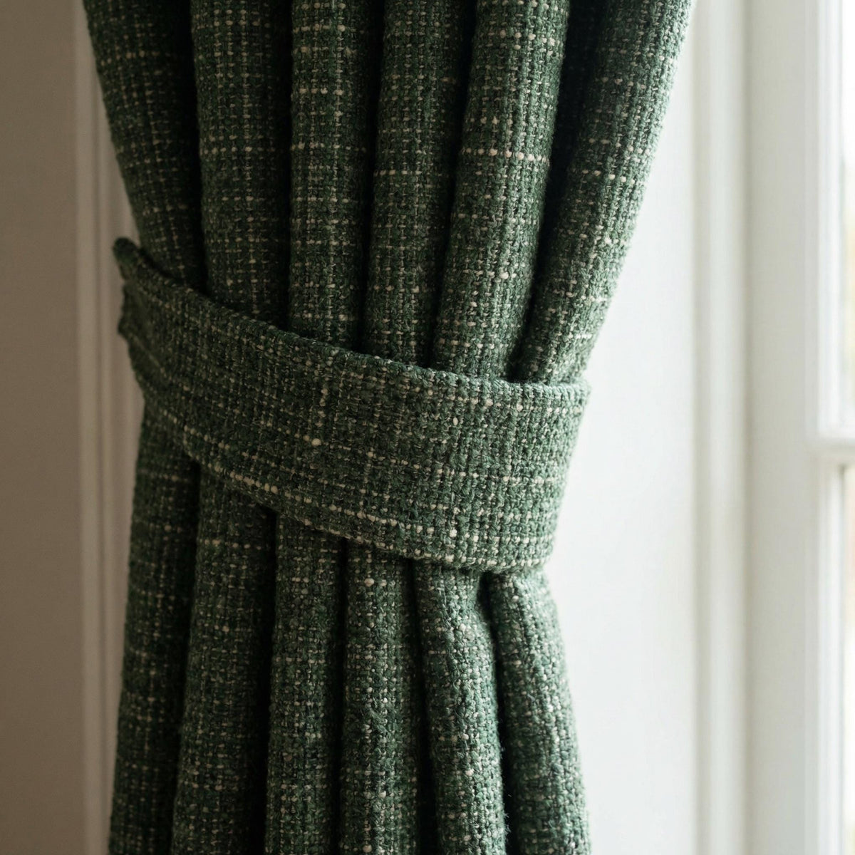 Dark Green Textured Curtains | Modern Farmhouse Drapes | Forest Green Window Panels | Custom Size Linen Look Curtains