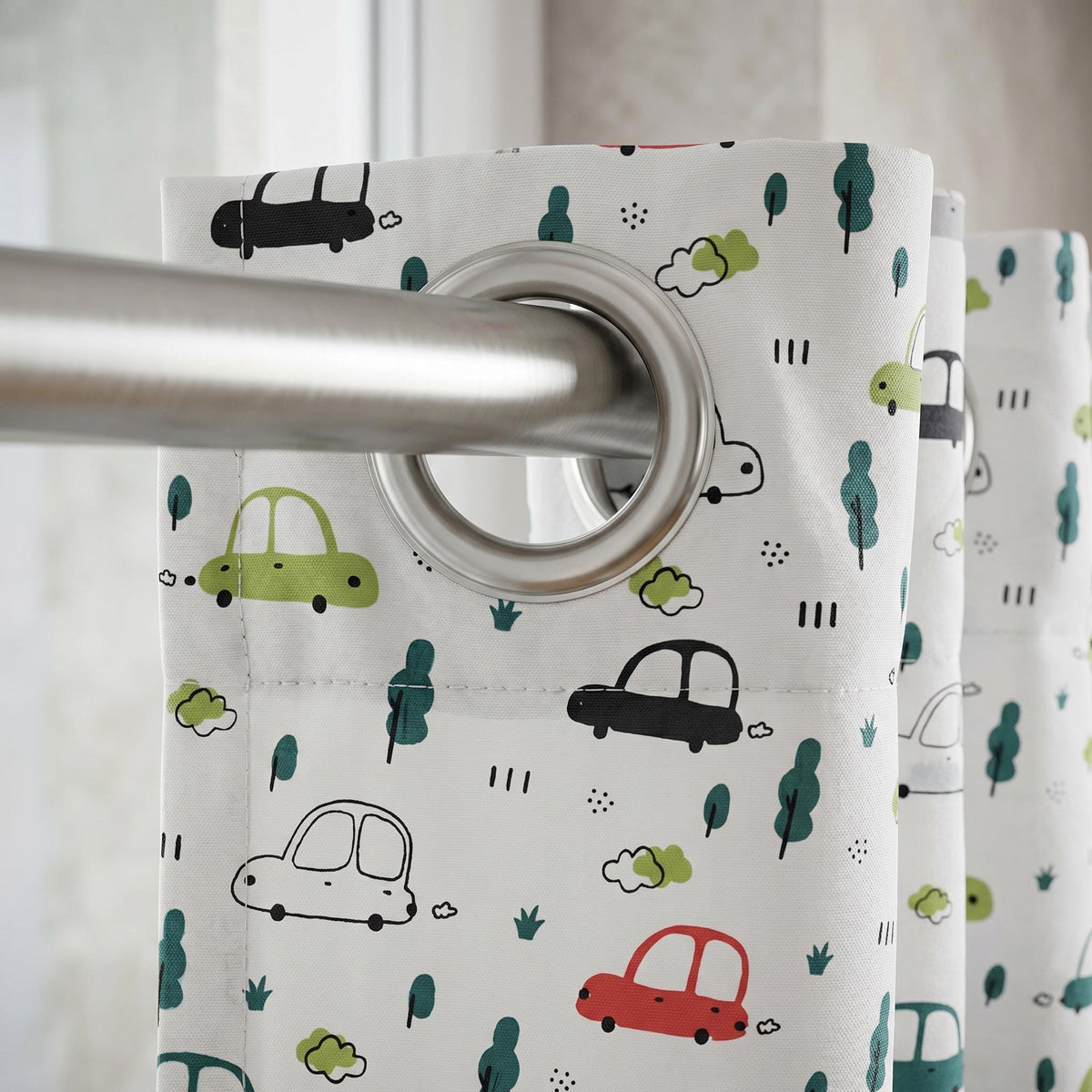 Hand Block Print Cotton Curtains, Kids Car Print Drapes, Custom Nursery Curtain, Boys Room Window Curtain, Playroom Blackout Curtains