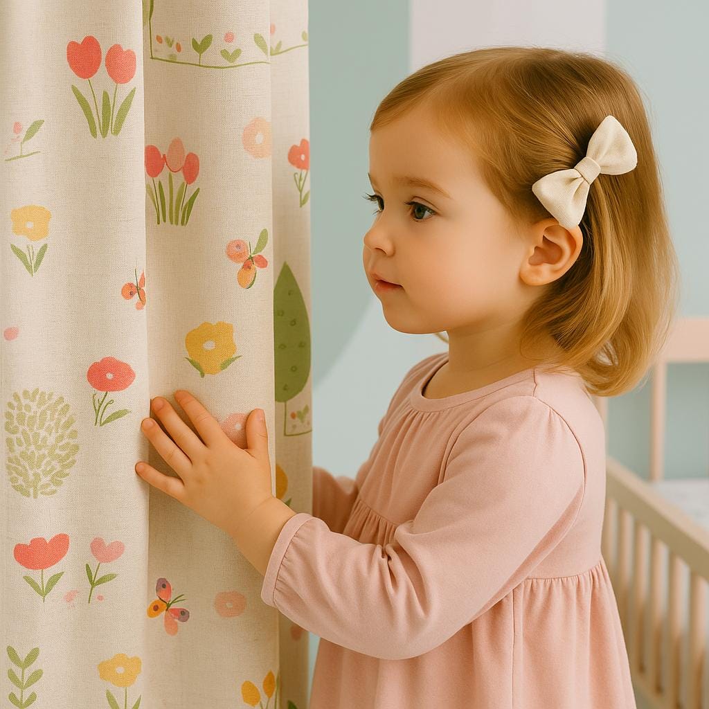 Floral Butterfly Nursery Curtains | Pastel Garden Print, Custom Size