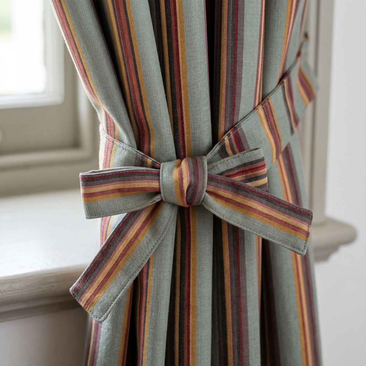 Custom Striped Curtains, Sage Green Vertical Stripe Curtain Panel, Linen Look Drapes, Farmhouse Window Curtains, Privacy or Blackout Lining