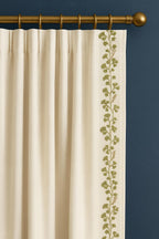 Embroidered Floral Trim: Blue, Gold & Olive Green Cotton-Polyester Jacquard Border