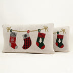 Festive Knit Cushion Cover | Cotton Lumbar Pillow | Winter Tree & Stocking Designs | Handmade Knitted Cover