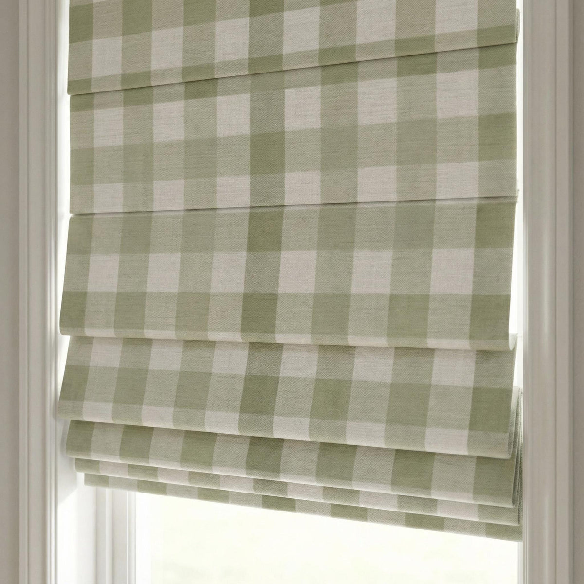 Gingham Roman Curtain | Farmhouse Checkered Shade | Custom Made Window Treatment